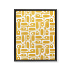 Mid Century Modern Piquet Geometric Multi Pattern in Golden Mustard Yellow and White Framed Canvas Print Gallery Image 8