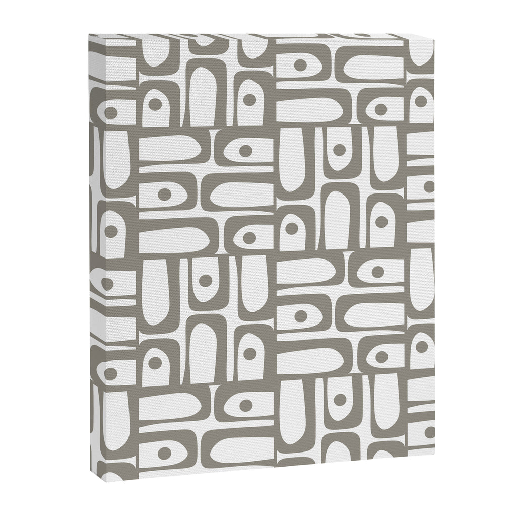 Mid Century Modern Piquet Geometric Multi Pattern in Gray and White Canvas Print Gallery Image 8