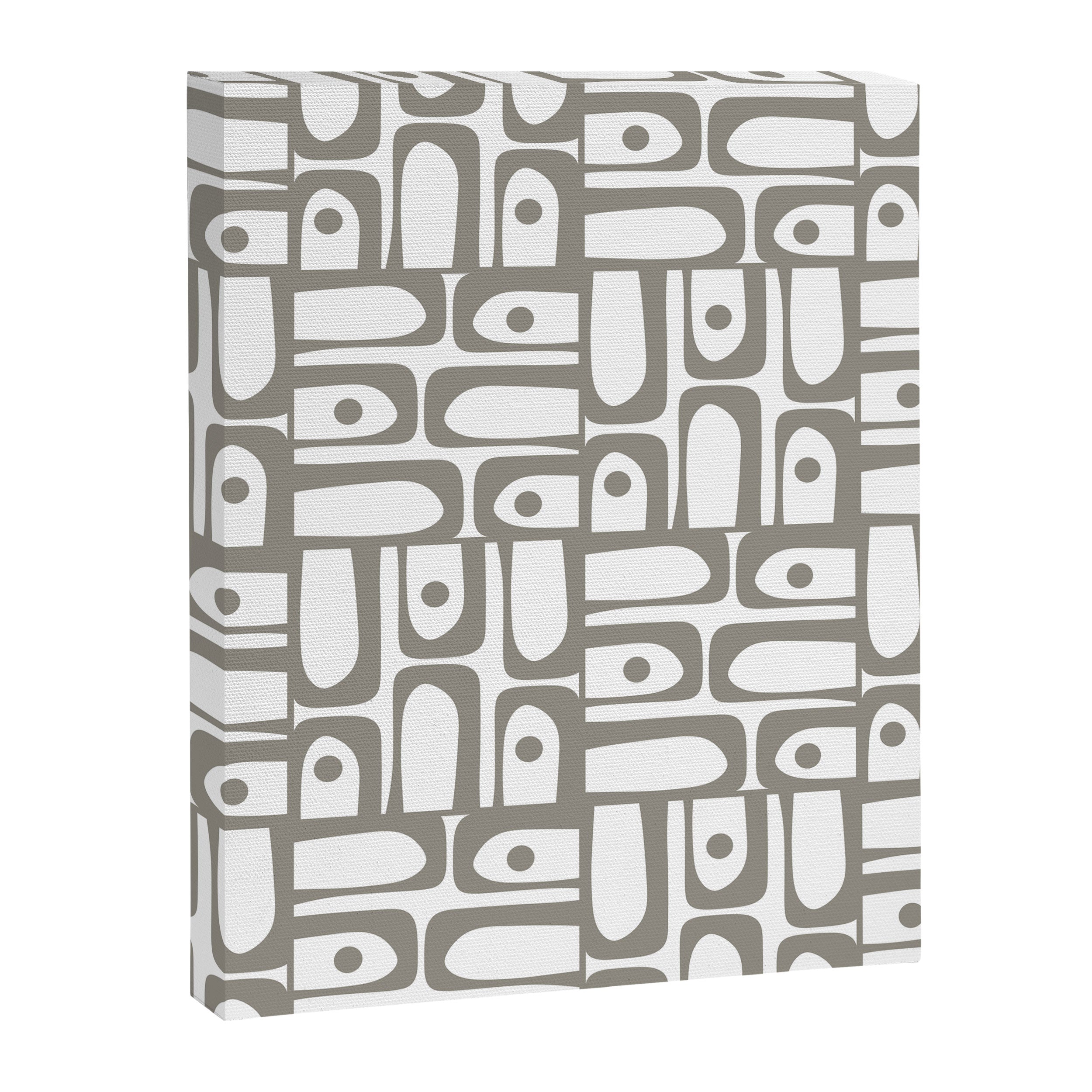Mid Century Modern Piquet Geometric Multi Pattern in Gray and White Canvas Print Gallery Image 8