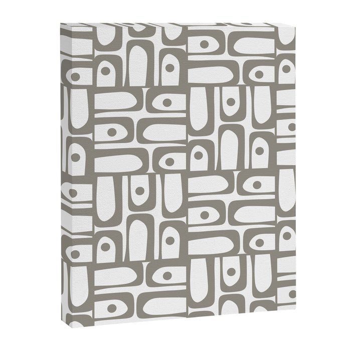 Mid Century Modern Piquet Geometric Multi Pattern in Gray and White Canvas Print Gallery Image 1