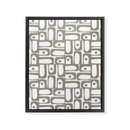 Mid Century Modern Piquet Geometric Multi Pattern in Gray and White Framed Canvas Print Gallery Image 8