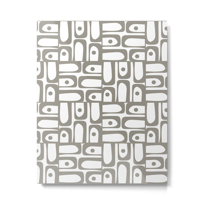 Mid Century Modern Piquet Geometric Multi Pattern in Gray and White Metal Print Gallery Image 1