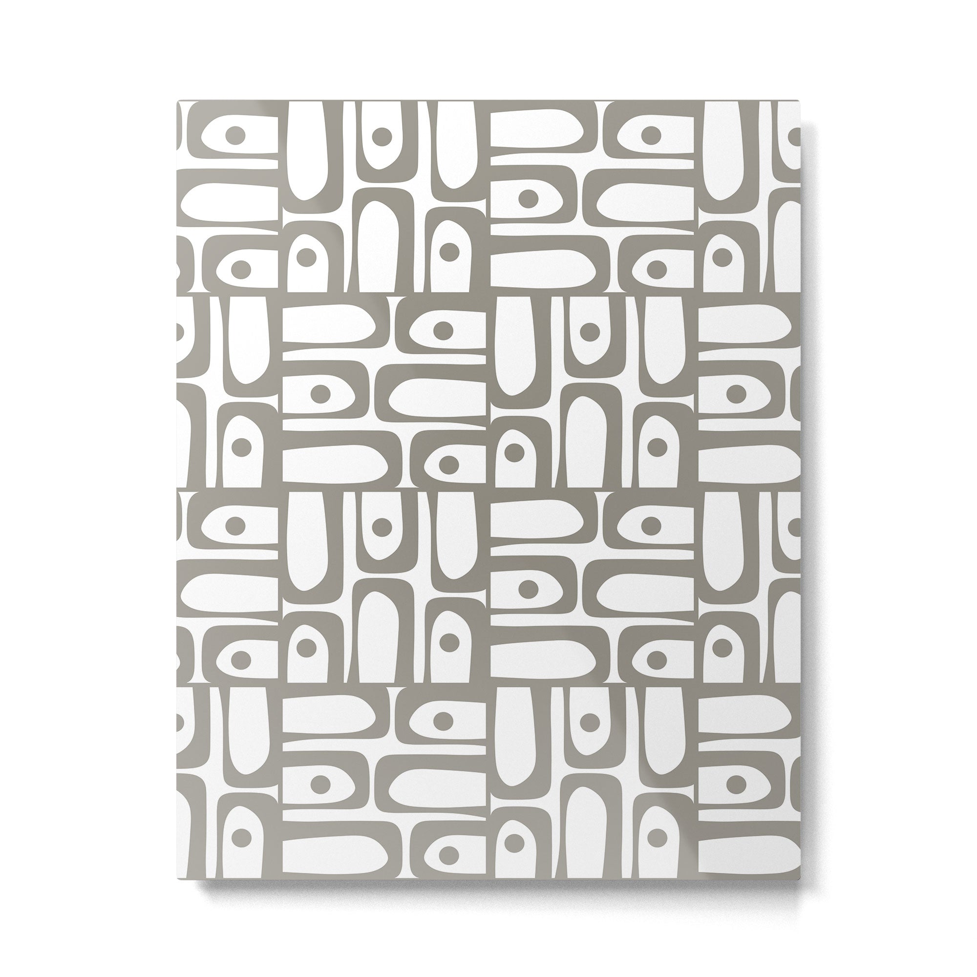 Mid Century Modern Piquet Geometric Multi Pattern in Gray and White Metal Print Gallery Image 6