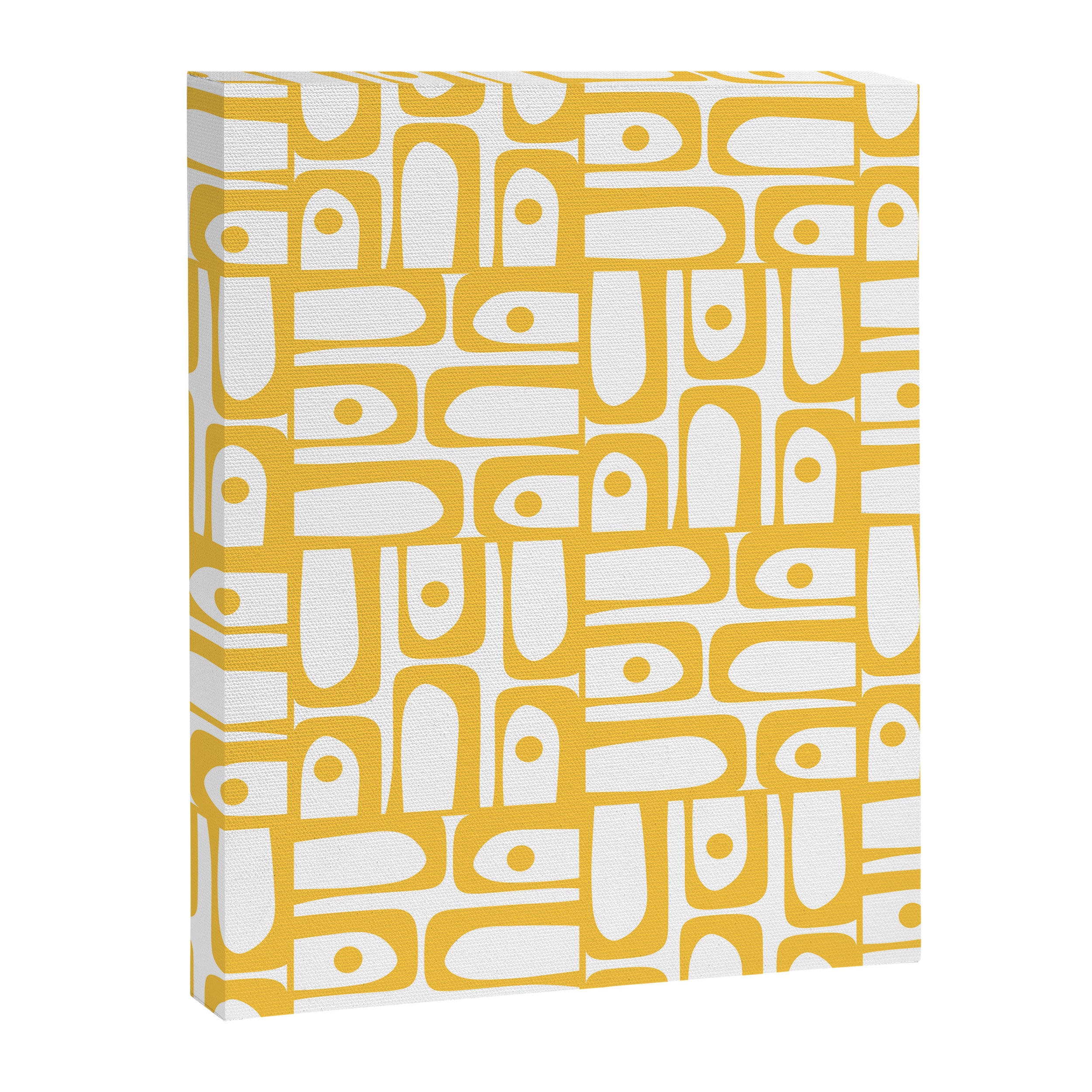 Mid Century Modern Piquet Geometric Multi Pattern in Muted Mustard Yellow and White Canvas Print Gallery Image 8