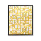 Mid Century Modern Piquet Geometric Multi Pattern in Muted Mustard Yellow and White Framed Canvas Print Gallery Image 8