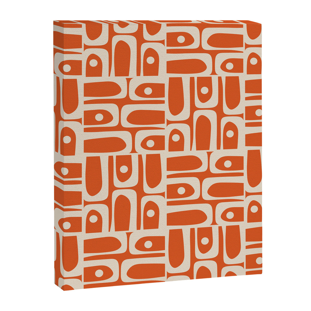 Mid Century Modern Piquet Geometric Multi Pattern in Orange Spice and Beige Canvas Print Gallery Image 8