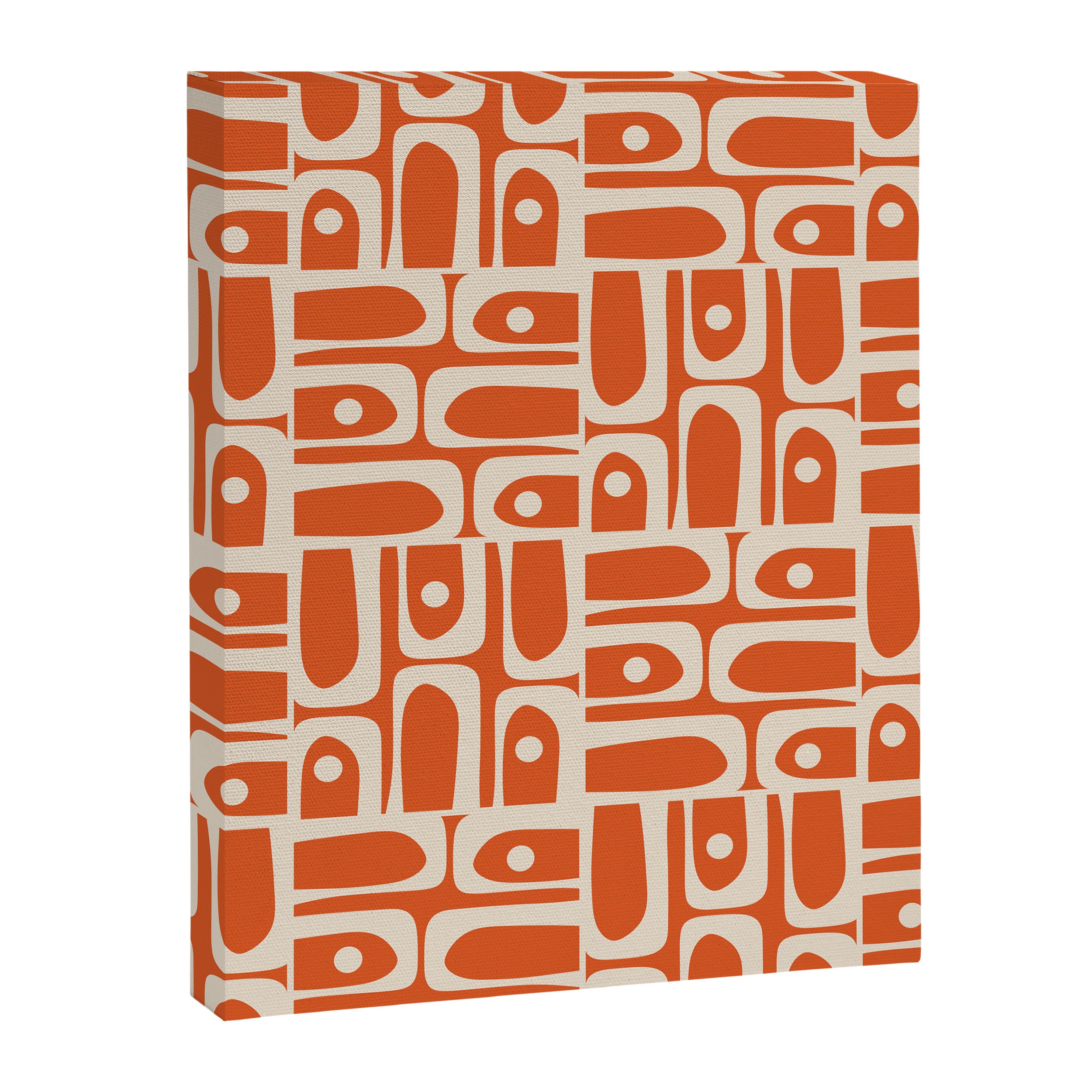 Mid Century Modern Piquet Geometric Multi Pattern in Orange Spice and Beige Canvas Print Gallery Image 8