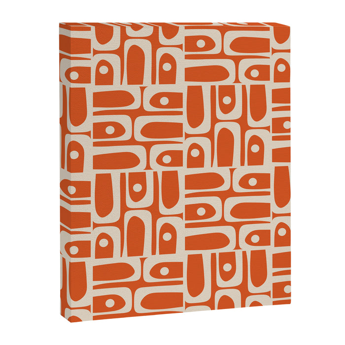Mid Century Modern Piquet Geometric Multi Pattern in Orange Spice and Beige Canvas Print Gallery Image 1