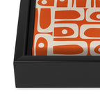 Mid Century Modern Piquet Geometric Multi Pattern in Orange Spice and Beige Framed Canvas Print Gallery Image 3