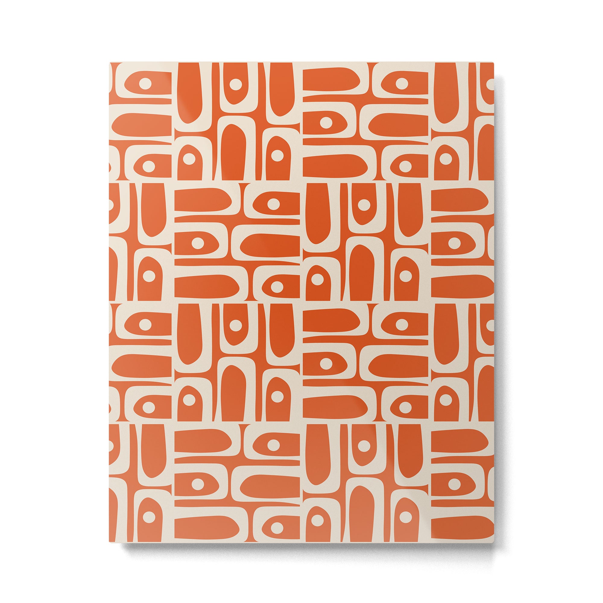 Mid Century Modern Piquet Geometric Multi Pattern in Orange Spice and Beige Metal Print Gallery Image 6