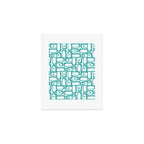Mid Century Modern Piquet Geometric Multi Pattern in Turquoise and White Art Print Gallery Image 1