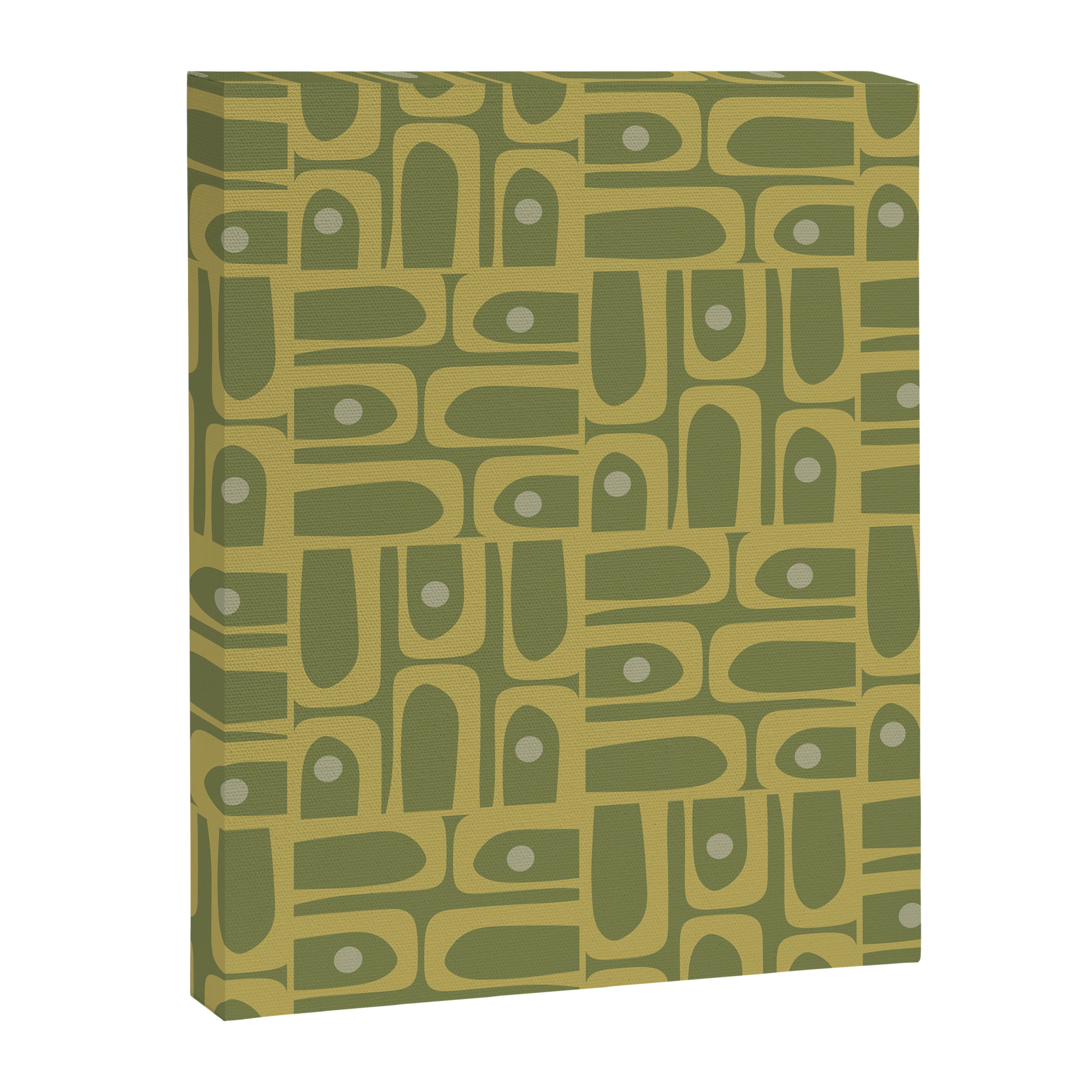 Mid Century Modern Piquet Geometric Multi Pattern in Vintage Olive Green Tones Canvas Print Gallery Image 8
