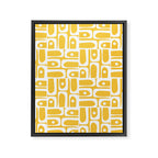Mid Century Modern Piquet Geometric Multi Pattern Muted Mustard Yellow and White Framed Canvas Print Gallery Image 8