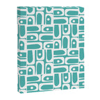 Mid Century Modern Piquet Geometric Multi Pattern Turquoise and White Canvas Print Gallery Image 8