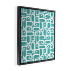Mid Century Modern Piquet Geometric Multi Pattern Turquoise and White Framed Canvas Print Gallery Image 2