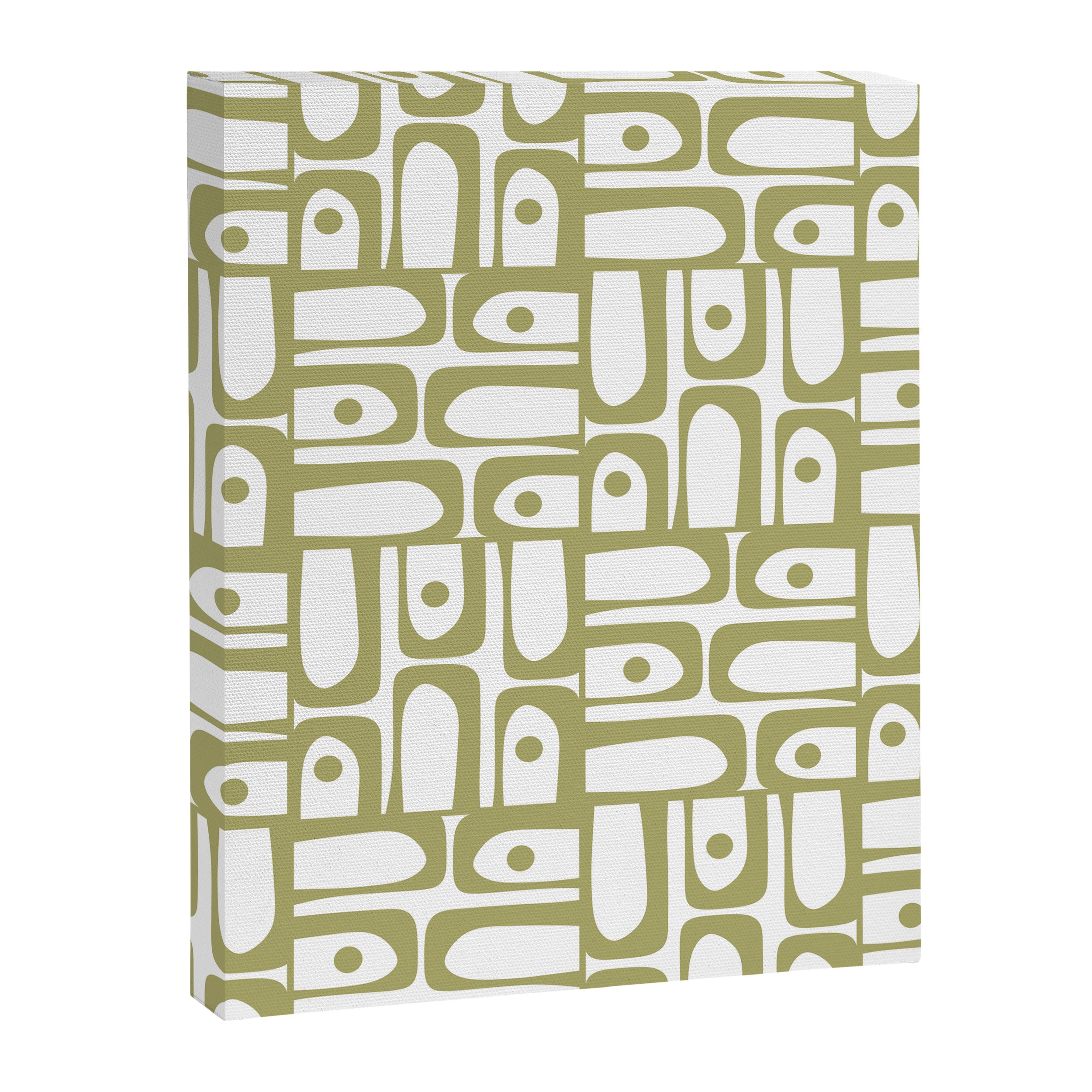 Mid Century Modern Piquet Geometric Pattern in Split Pea Green and White Canvas Print Gallery Image 8