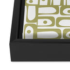 Mid Century Modern Piquet Geometric Pattern in Split Pea Green and White Framed Canvas Print Gallery Image 3