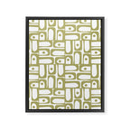 Mid Century Modern Piquet Geometric Pattern in Split Pea Green and White Framed Canvas Print Gallery Image 8