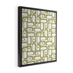 Mid Century Modern Piquet Geometric Pattern in Split Pea Green and White Framed Canvas Print Gallery Image 2