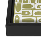 Mid Century Modern Piquet Geometric Split Pea Green and White Pattern Framed Canvas Print Gallery Image 3