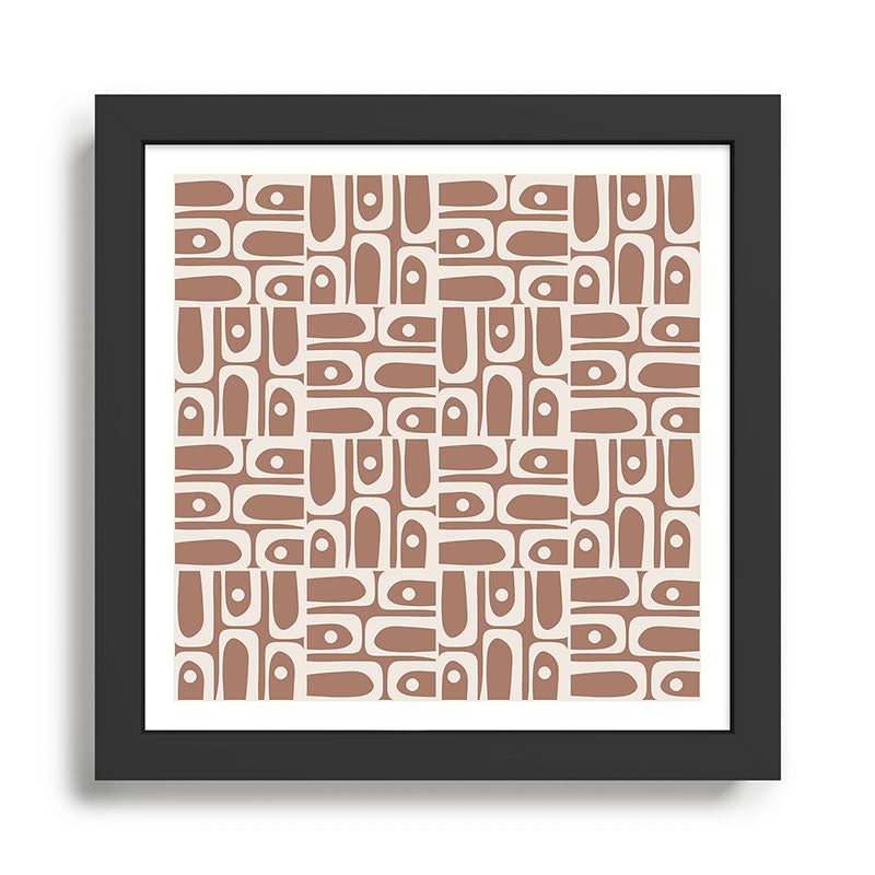 Mid Century Modern Piquet Inspired by PANTONE 17 1230 Color of the Year Mocha Mousse Framed Art Print Gallery Image 1
