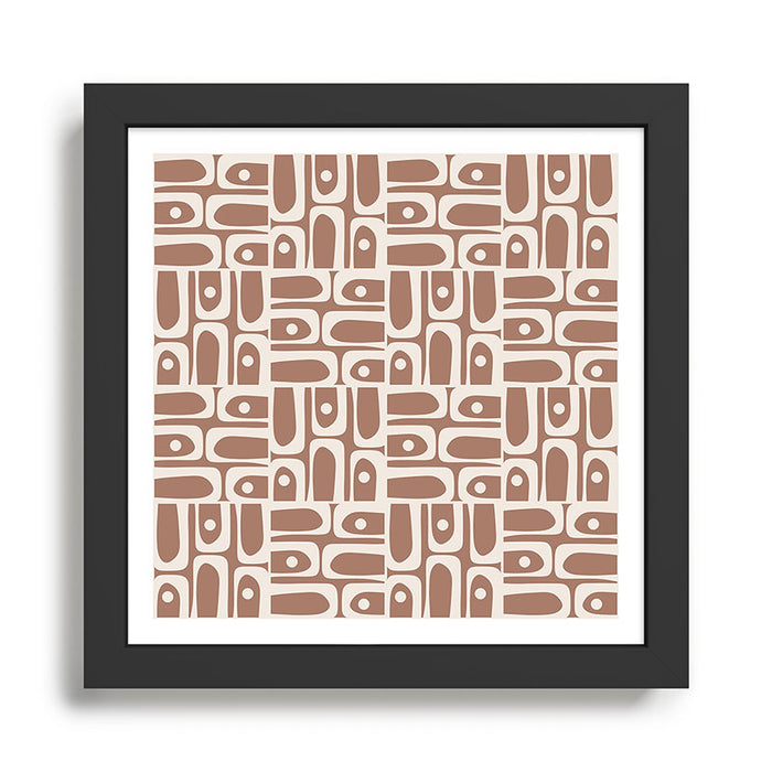 Mid Century Modern Piquet Inspired by PANTONE 17 1230 Color of the Year Mocha Mousse Framed Art Print Gallery Image 1