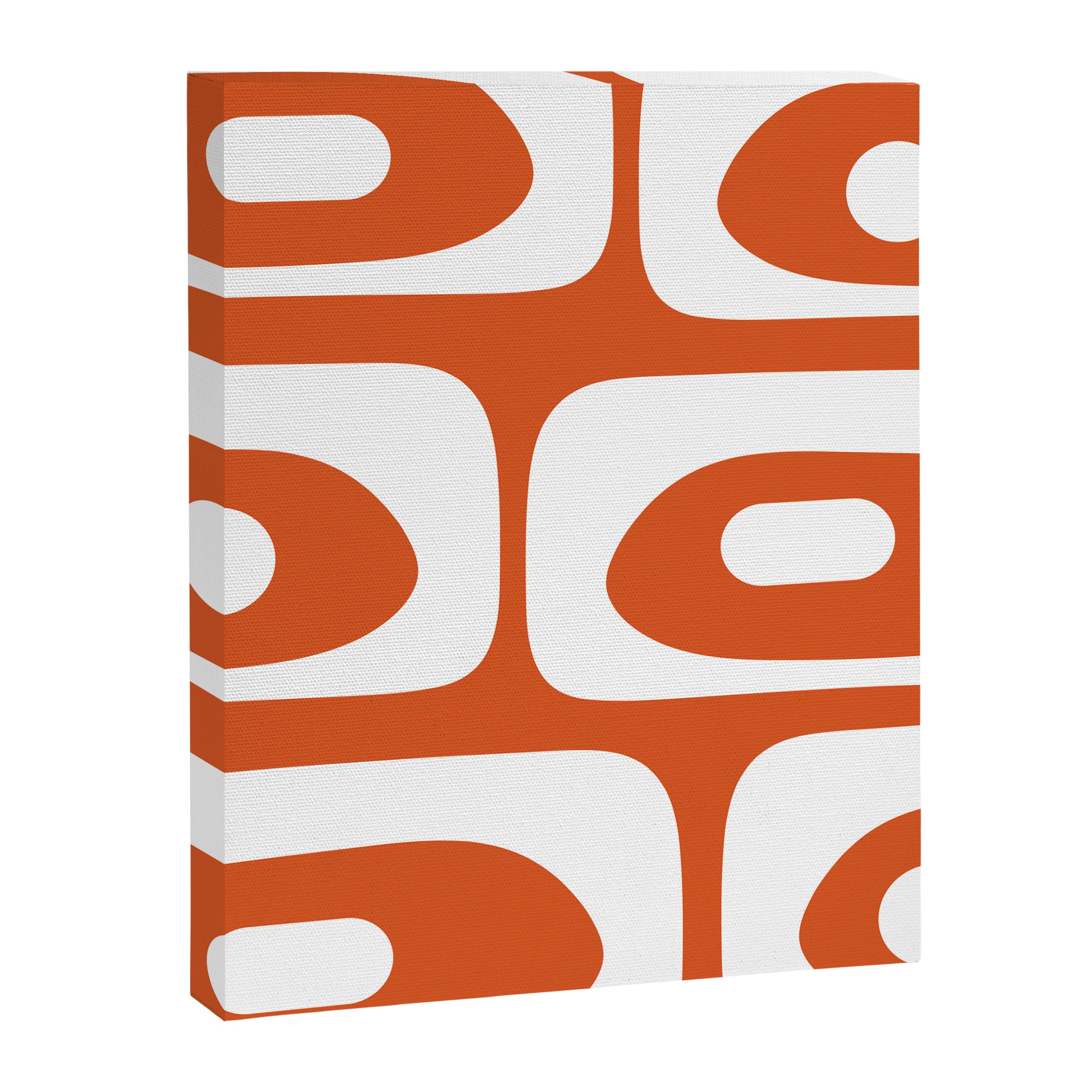 Mid Century Modern Piquet Minimalist Abstract Burnt Orange and White Canvas Print Gallery Image 8