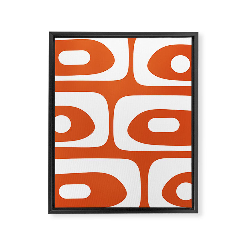 Mid Century Modern Piquet Minimalist Abstract Burnt Orange and White Framed Canvas Print Gallery Image 8