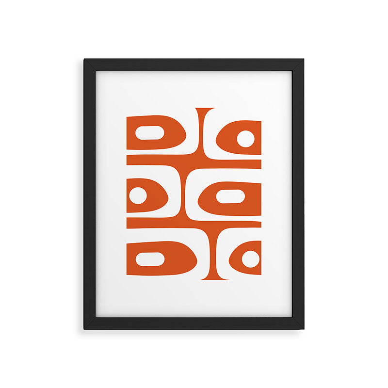 Mid Century Modern Piquet Minimalist Abstract Burnt Orange and White Framed Art Print Gallery Image 6
