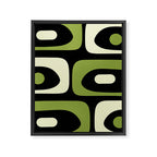 Mid Century Modern Piquet Minimalist Abstract Pattern in Olive Avocado Green and Black Framed Canvas Print Gallery Image 8
