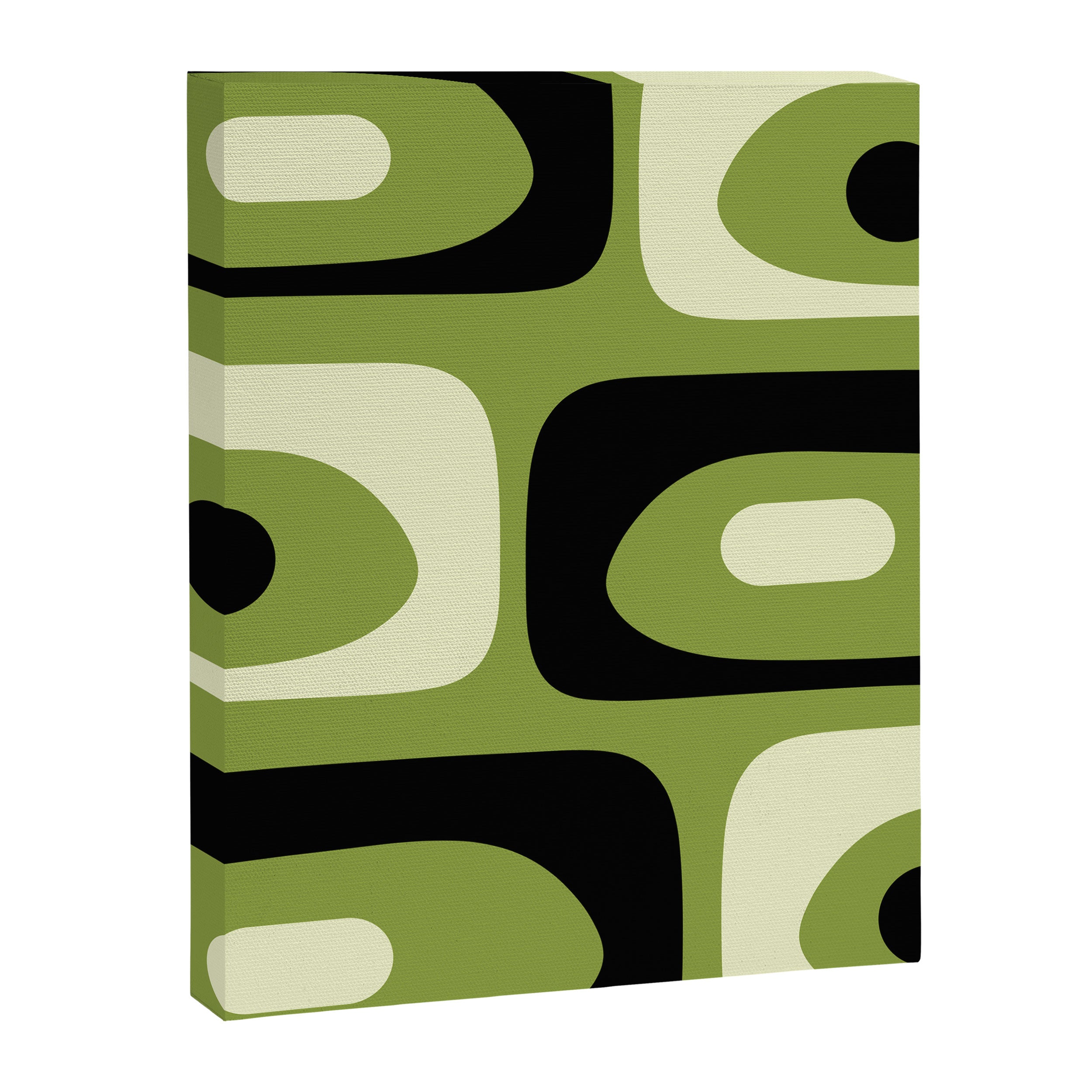 Mid Century Modern Piquet Minimalist Abstract Pattern in Olive Green and Black Canvas Print Gallery Image 8