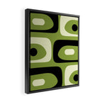 Mid Century Modern Piquet Minimalist Abstract Pattern in Olive Green and Black Framed Canvas Print Gallery Image 2