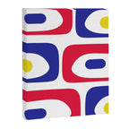 Mid Century Modern Piquet Minimalist Abstract Pattern in Red, Navy Blue, Yellow, and White Canvas Print Gallery Image 8