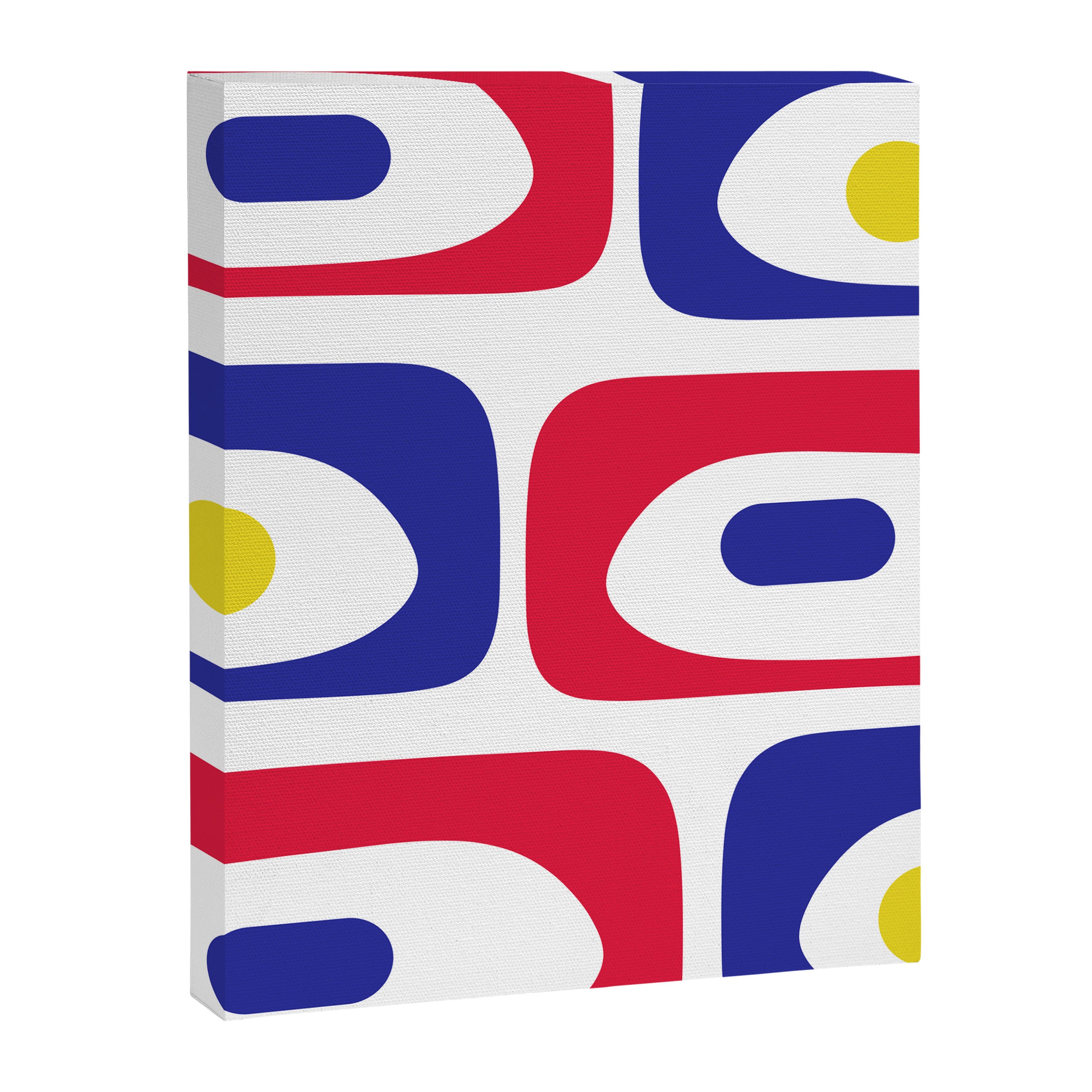 Mid Century Modern Piquet Minimalist Abstract Pattern in Red, Navy Blue, Yellow, and White Canvas Print Gallery Image 8