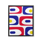 Mid Century Modern Piquet Minimalist Abstract Pattern in Red, Navy Blue, Yellow, and White Framed Canvas Print Gallery Image 8