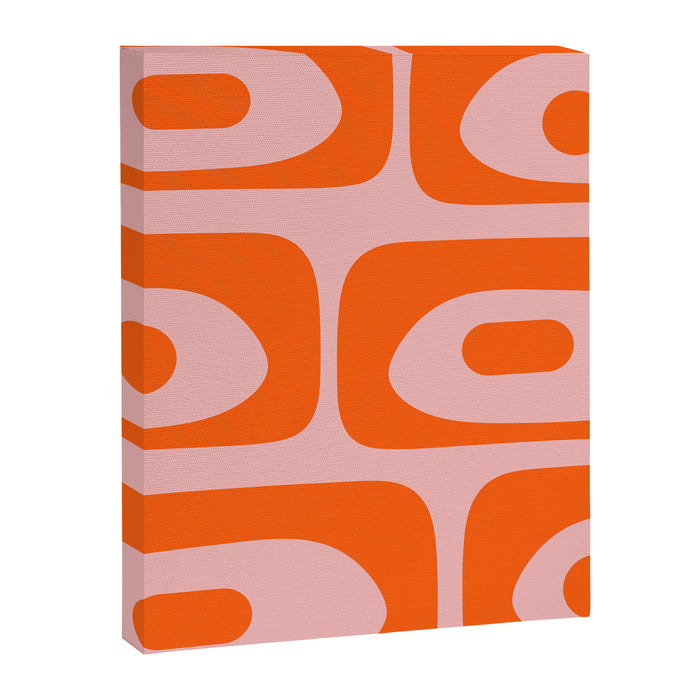 Mid Century Modern Piquet Minimalist Retro Abstract Pattern in Contemporary Orange and Pink Canvas Print Gallery Image 1