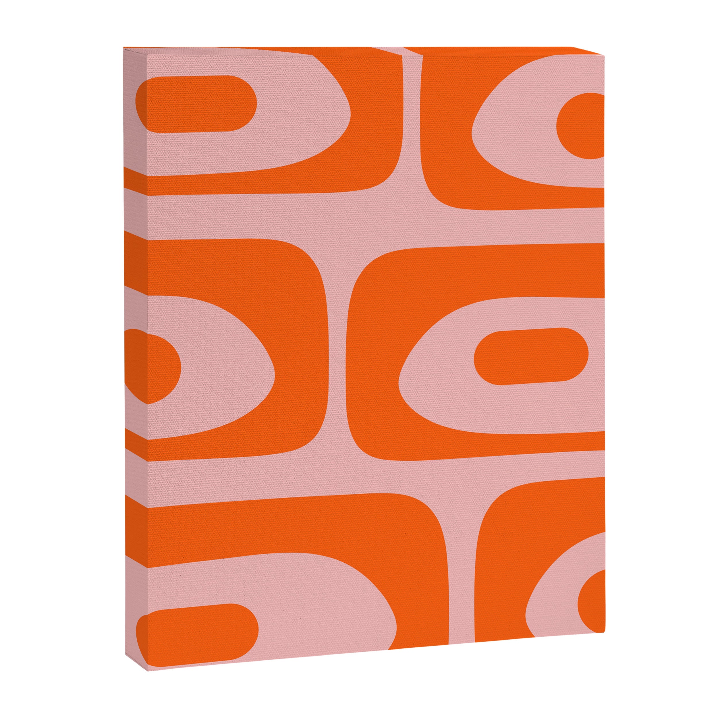 Mid Century Modern Piquet Minimalist Retro Abstract Pattern in Contemporary Orange and Pink Canvas Print Gallery Image 8