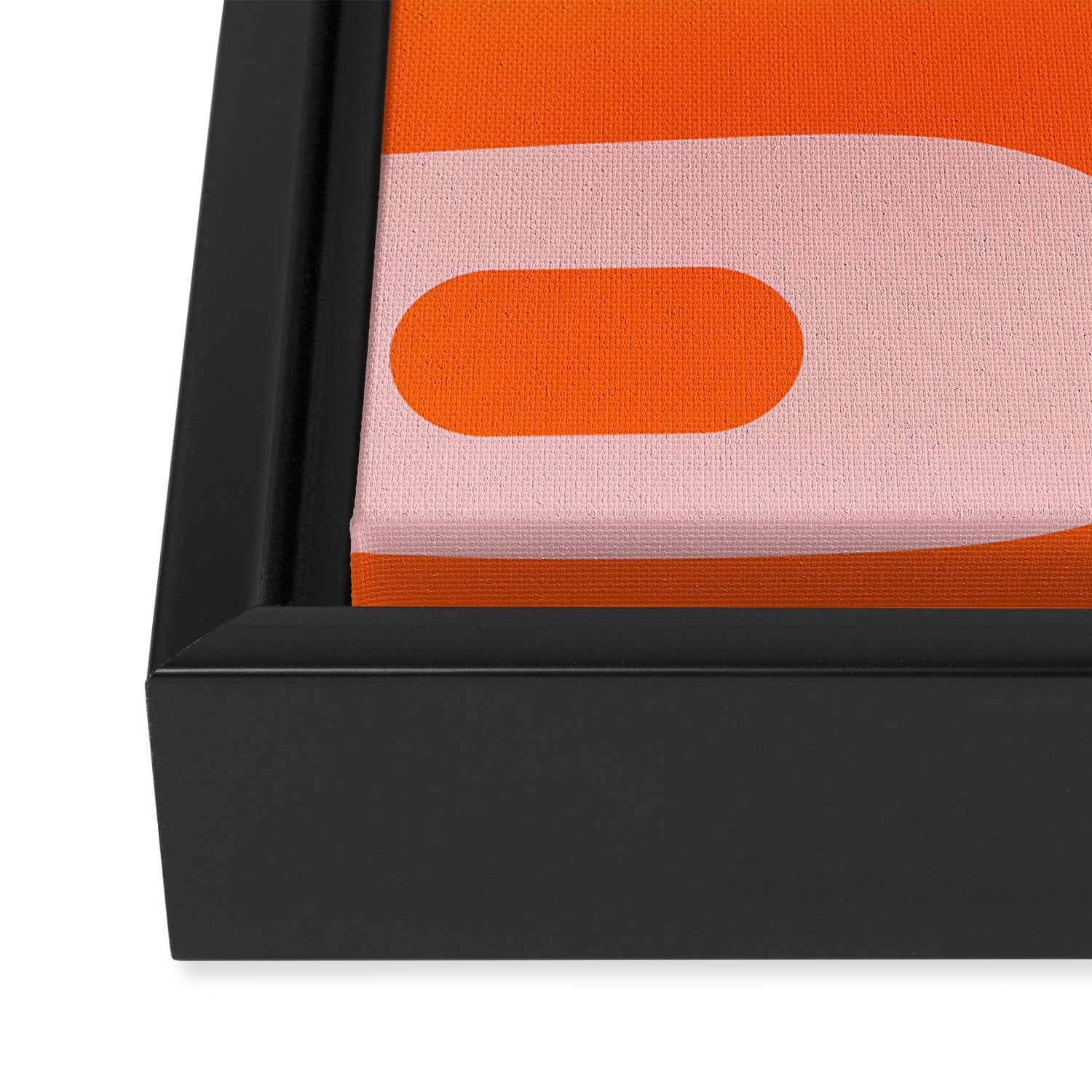 Mid Century Modern Piquet Minimalist Retro Abstract Pattern in Contemporary Orange and Pink Framed Canvas Print Gallery Image 3