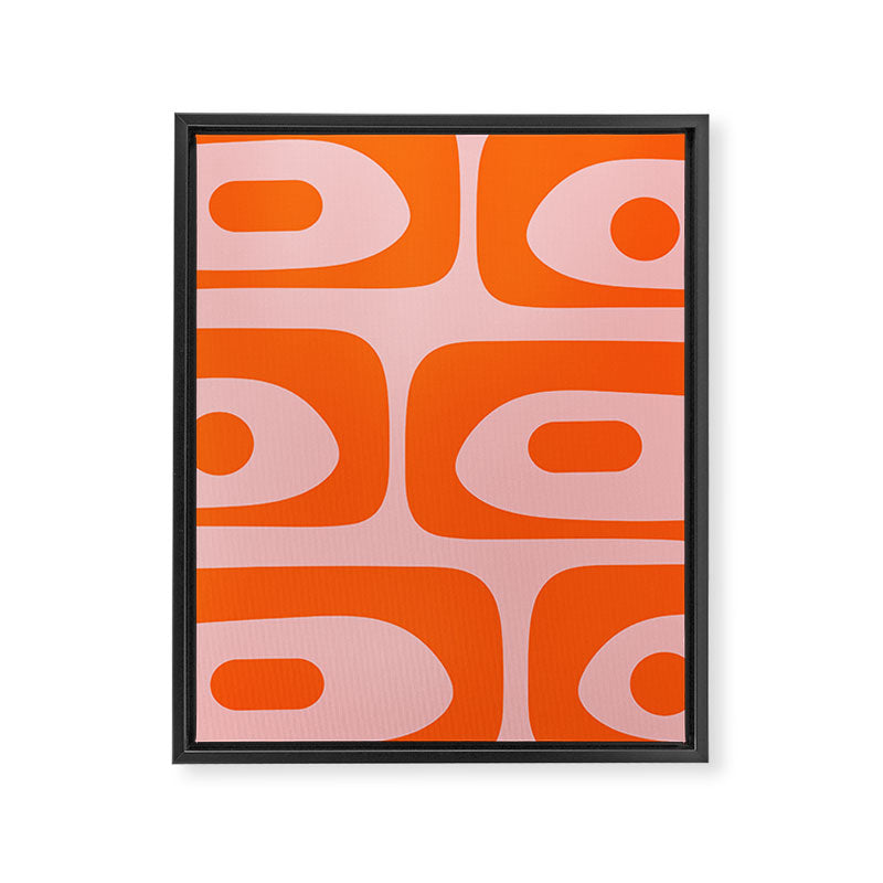 Mid Century Modern Piquet Minimalist Retro Abstract Pattern in Contemporary Orange and Pink Framed Canvas Print Gallery Image 8