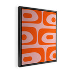 Mid Century Modern Piquet Minimalist Retro Abstract Pattern in Contemporary Orange and Pink Framed Canvas Print Gallery Image 2