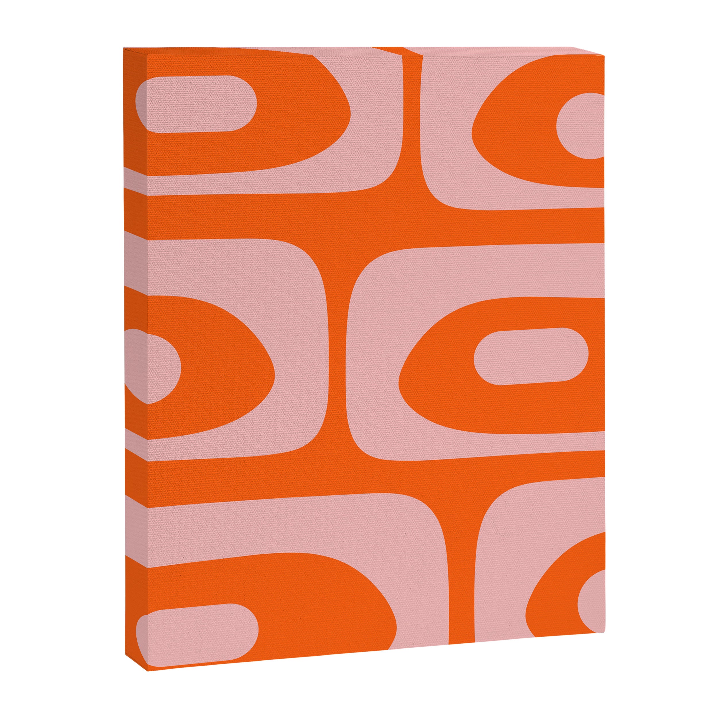 Mid Century Modern Piquet Minimalist Retro Abstract Pattern in Contemporary Pink and Orange Canvas Print Gallery Image 8