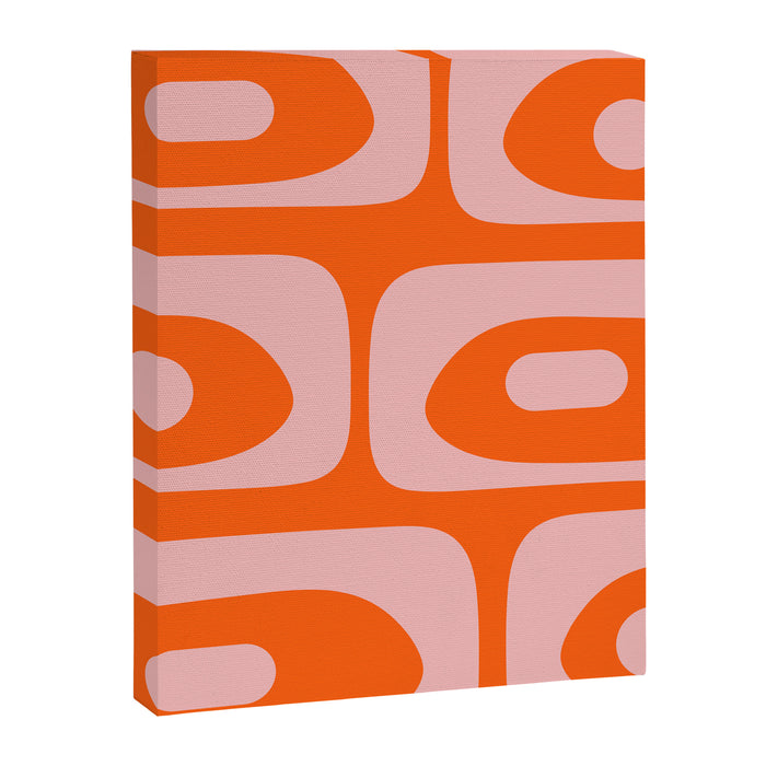 Mid Century Modern Piquet Minimalist Retro Abstract Pattern in Contemporary Pink and Orange Canvas Print Gallery Image 1