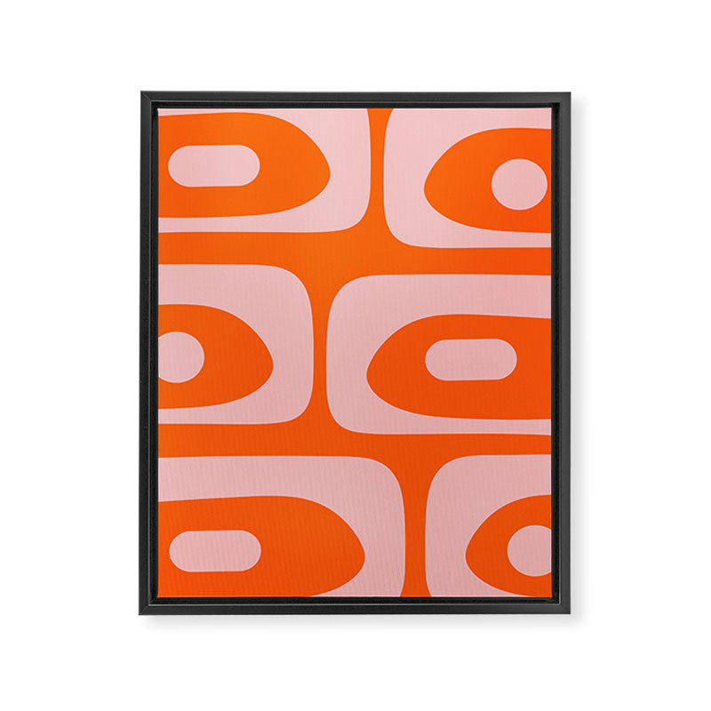 Mid Century Modern Piquet Minimalist Retro Abstract Pattern in Contemporary Pink and Orange Framed Canvas Print Gallery Image 8