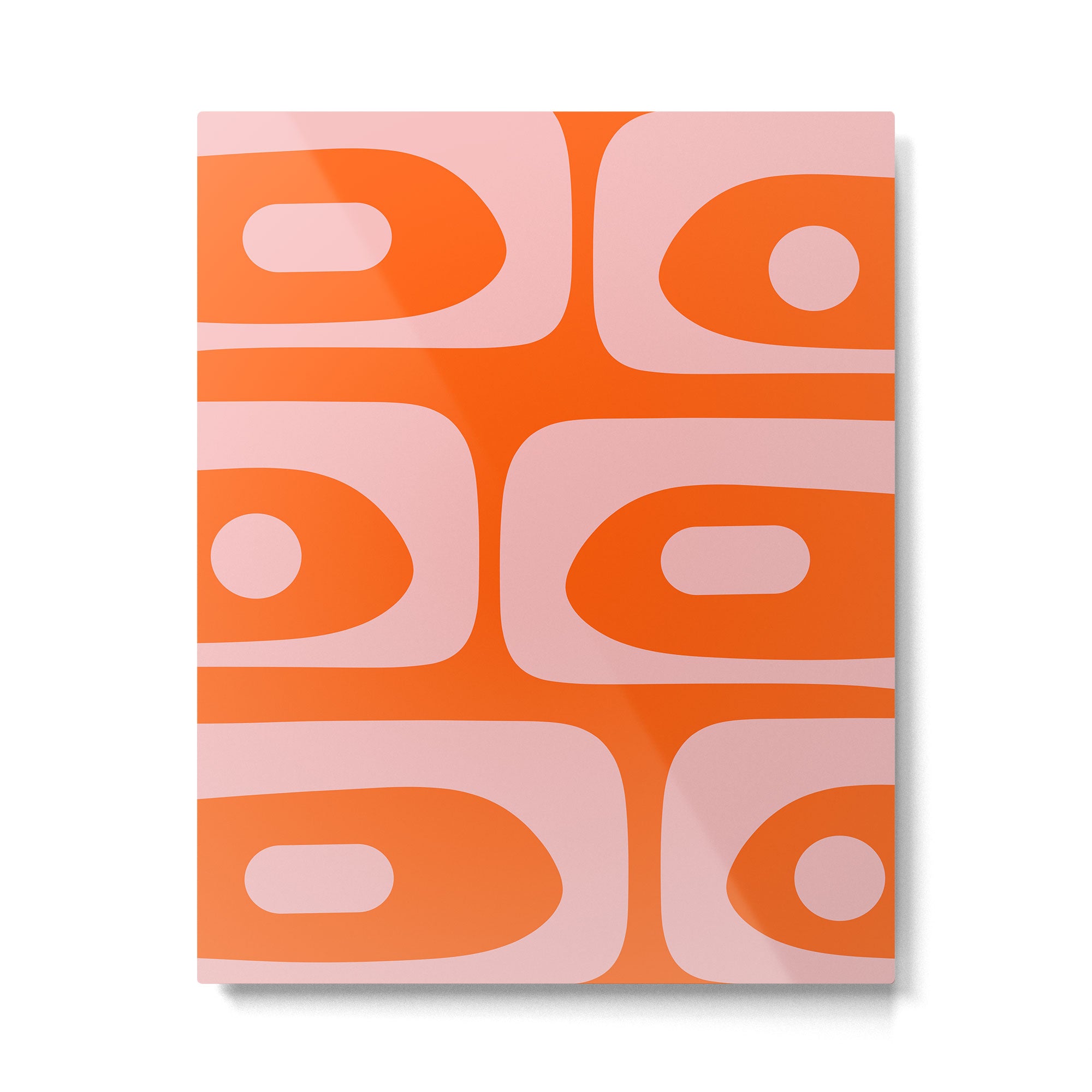 Mid Century Modern Piquet Minimalist Retro Abstract Pattern in Contemporary Pink and Orange Metal Print Gallery Image 6