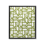 Mid Century Modern Piquet Multi Abstract Geometric Pattern in Mid Mod Martini Olive Green and White Framed Canvas Print Gallery Image 8