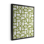 Mid Century Modern Piquet Multi Abstract Geometric Pattern in Mid Mod Martini Olive Green and White Framed Canvas Print Gallery Image 2