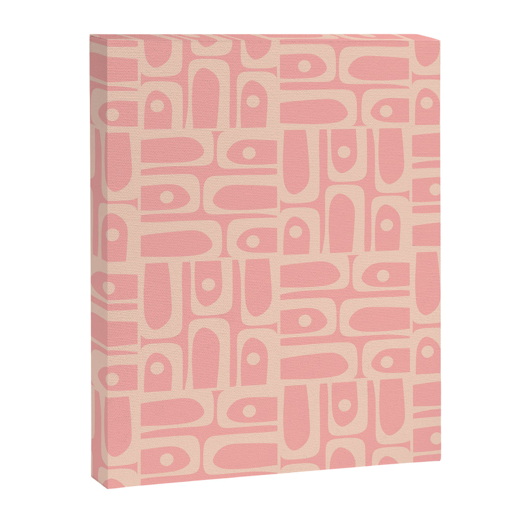 Mid Century Modern Piquet Multi Abstract Geometric Pattern in Pale Blush Pink Canvas Print Gallery Image 8