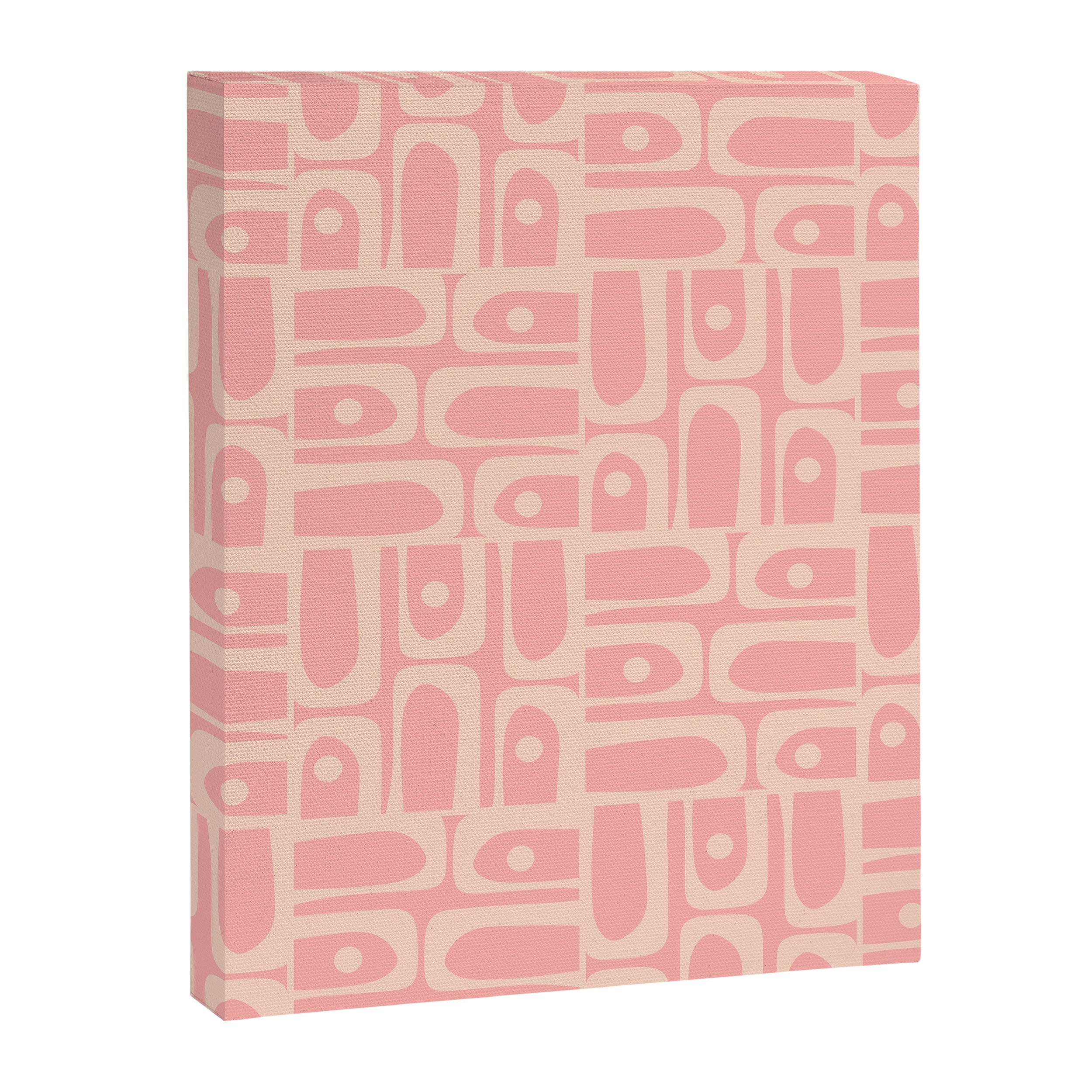 Mid Century Modern Piquet Multi Abstract Geometric Pattern in Pale Blush Pink Canvas Print Gallery Image 8