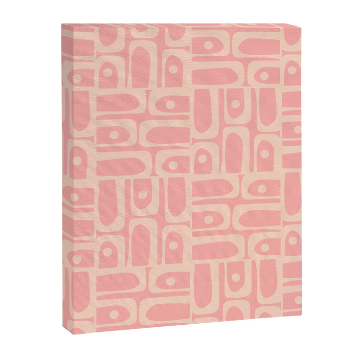 Mid Century Modern Piquet Multi Abstract Geometric Pattern in Pale Blush Pink Canvas Print Gallery Image 1