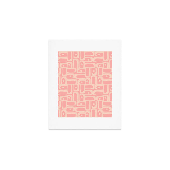 Mid Century Modern Piquet Multi Abstract Geometric Pattern in Pale Blush Pink Art Print Gallery Image 1